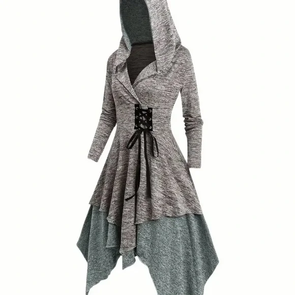 Elegant Gray Layered Women's Dress - Picture 6 of 6
